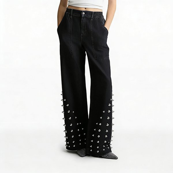 Summer Breathable Women's Jeans - High-Waisted Straight Printed Denim Streetwear