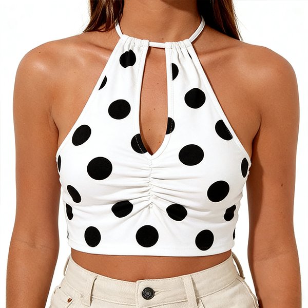 Summer Women's Cami - Tie-Waist Hollow-Back Pleated Casual