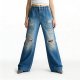 Women's Summer Straight Jeans - High-Waisted Printed Denim Streetwear